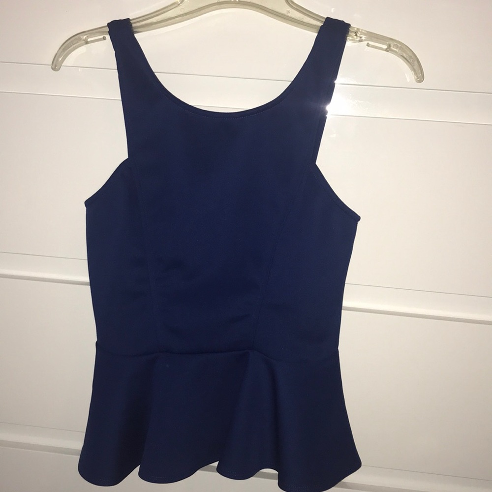 Foreign Exchange blue peplum tank